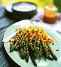 Chilled Asparagus with Red Pepper Vinaigrette