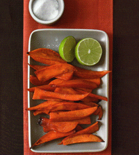 Honey and Chipotle Glazed Sweet Potato Spears with Lime