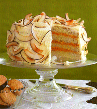 Layer Cake with Coconut and Mango Curd, Coconut, and Cream