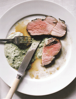 Marinated Butterflied Leg of Lamb with Asian Green Sauce
