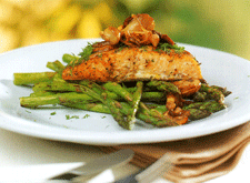 Pan-smoked Salmon with Asparagus and Mushrooms