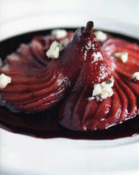 Poached Pears with Roquefort