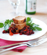 Roasted Pork Loin with Cranberry-Ginger Chutney