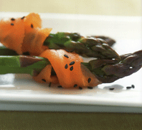 Smoked Salmon-Wrapped Asparagus with Black Sesame Seeds